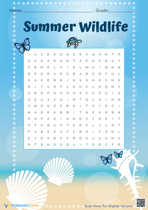 Summer Wildlife Word Search Puzzle