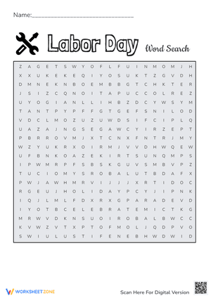 Labor Day Wordsearch