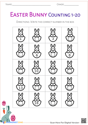 Easter Bunny Counting 1-20