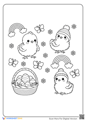 Easter Coloring Pages with Cute Chicks