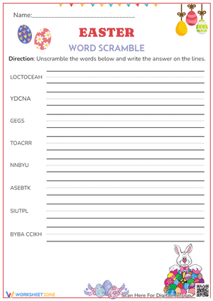 Easter Word Scramble Worksheet 2