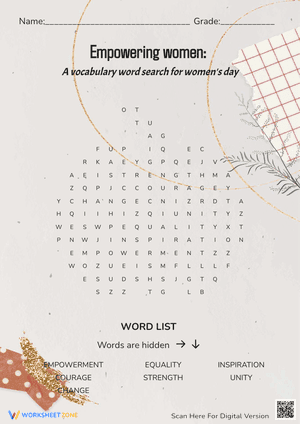 Women's Day Word Search Worksheet
