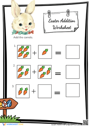 Easter Bunny Addition Practice Worksheets 