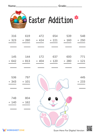 Easter Addition Practice with Three-Digit Numbers