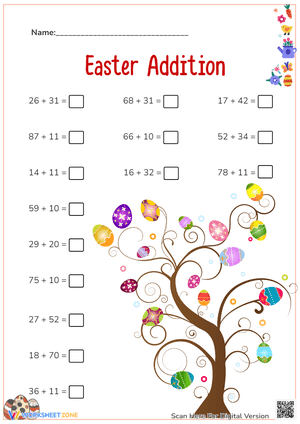 Easter Addition with Two-digit Numbers