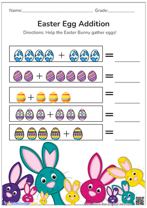 Easter Egg Addition Math Worksheets 