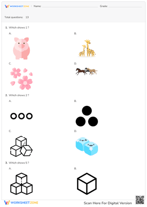 Represent numbers with pictures - up to 5