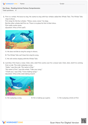 Sea Song - Reading Animal Fantasy Comprehension