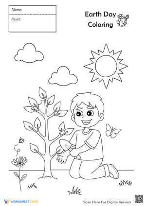 Planting Trees - Earth Day Coloring Pages