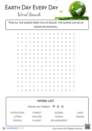 Earth Day Every Day Word Search 