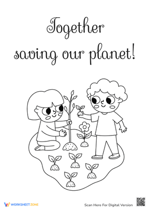 Earth Day Coloring - Planting Trees