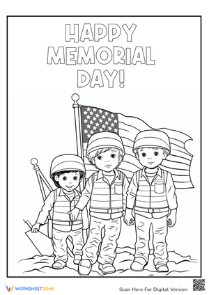 American Flag and Soldiers Coloring Pages