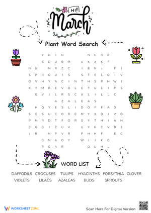 March Plant Word Search Puzzle