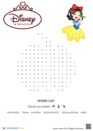 Disney Wordsearch 8 - Disney Princess