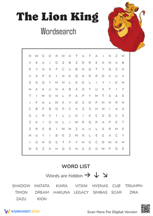 The Lion King Wordsearch 