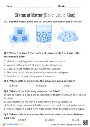 States of Matter (Solid, Liquid, Gas)
