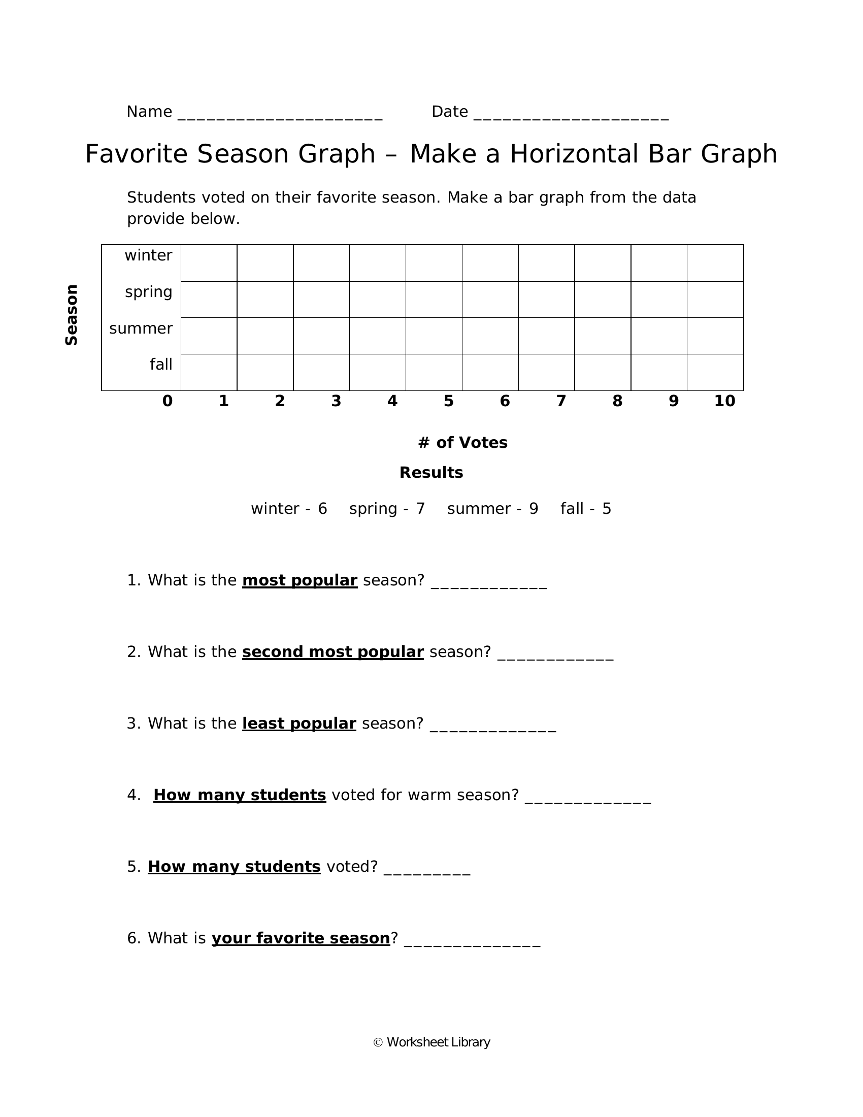 Favorite Season Graph – Make a Horizontal Bar Graph