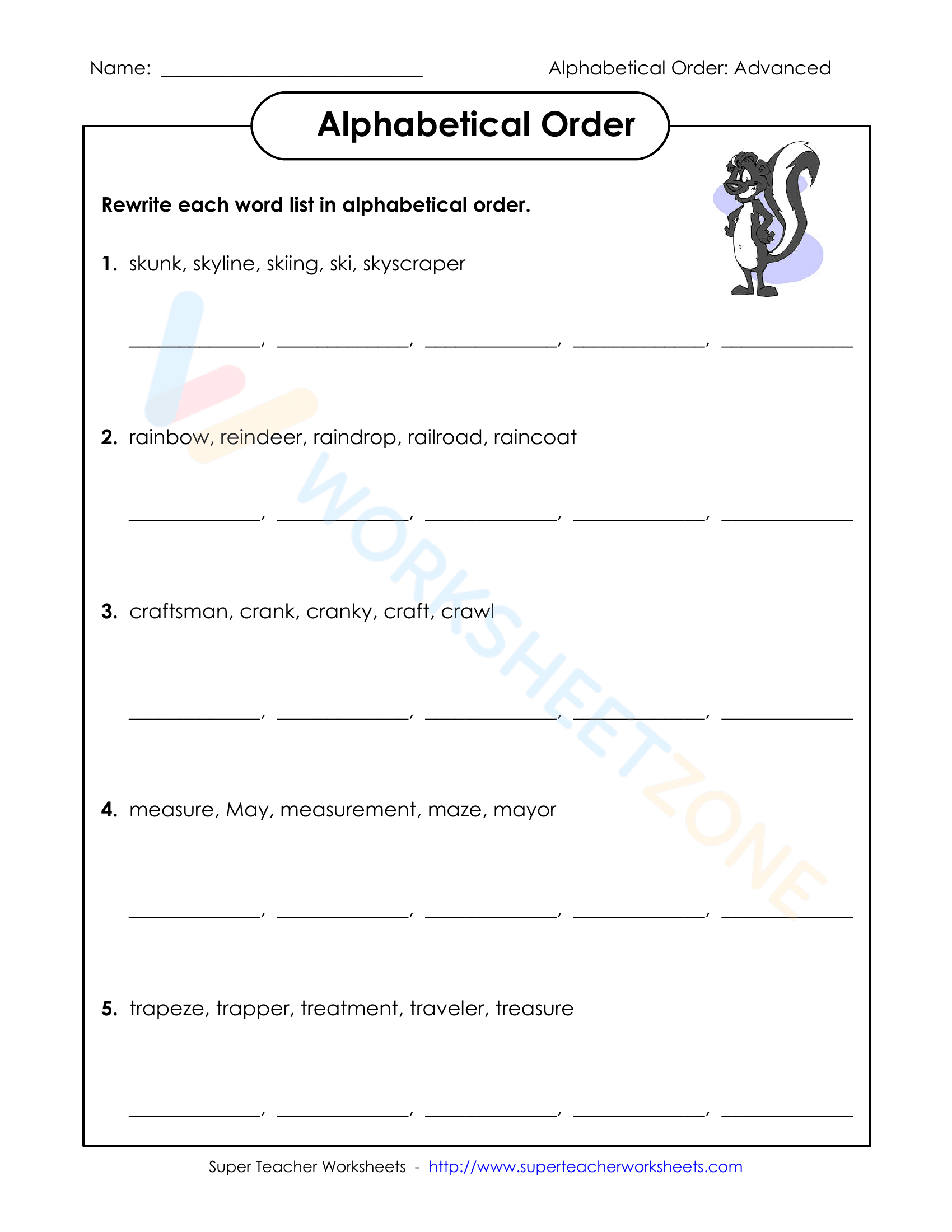 alphabetical order worksheets 1