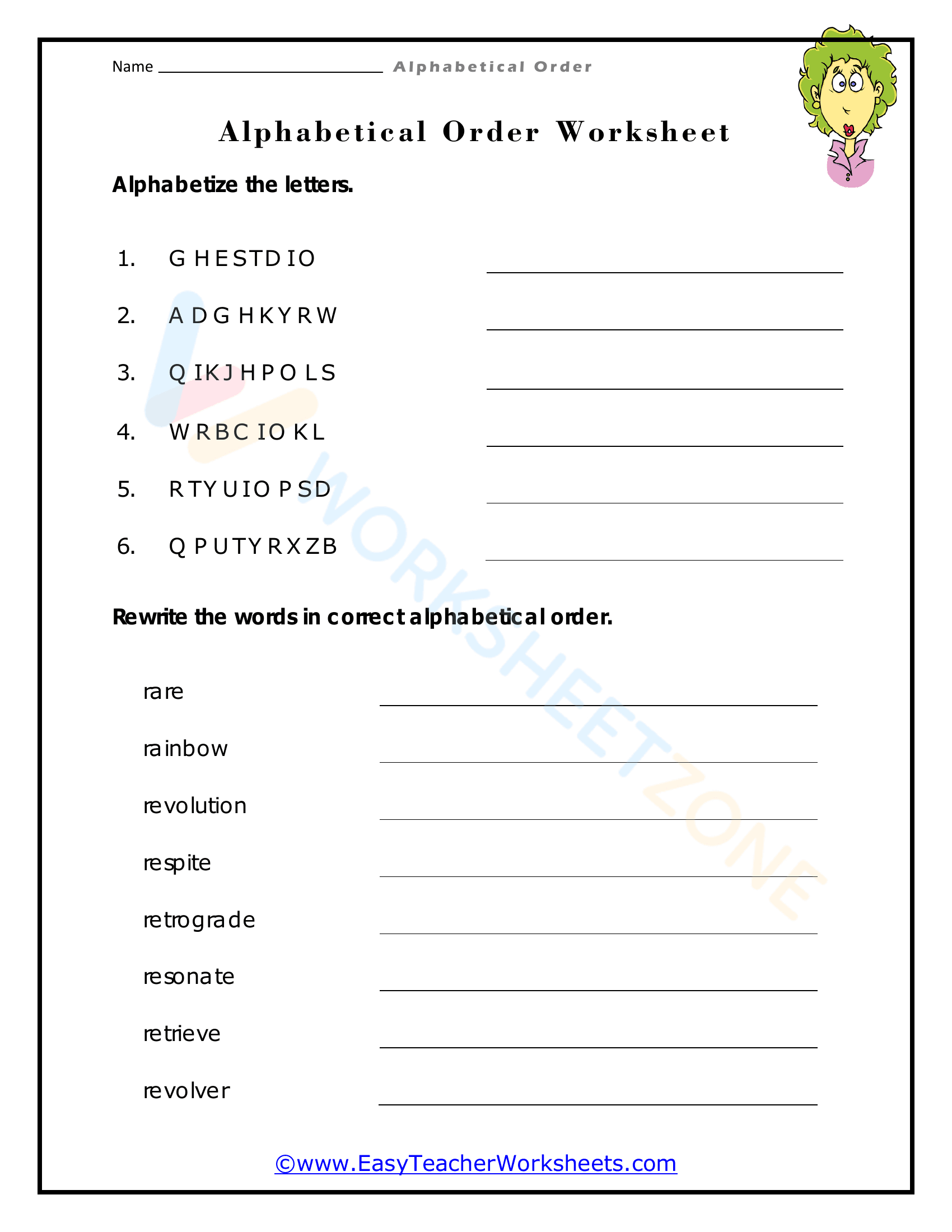 alphabetical order worksheets 4