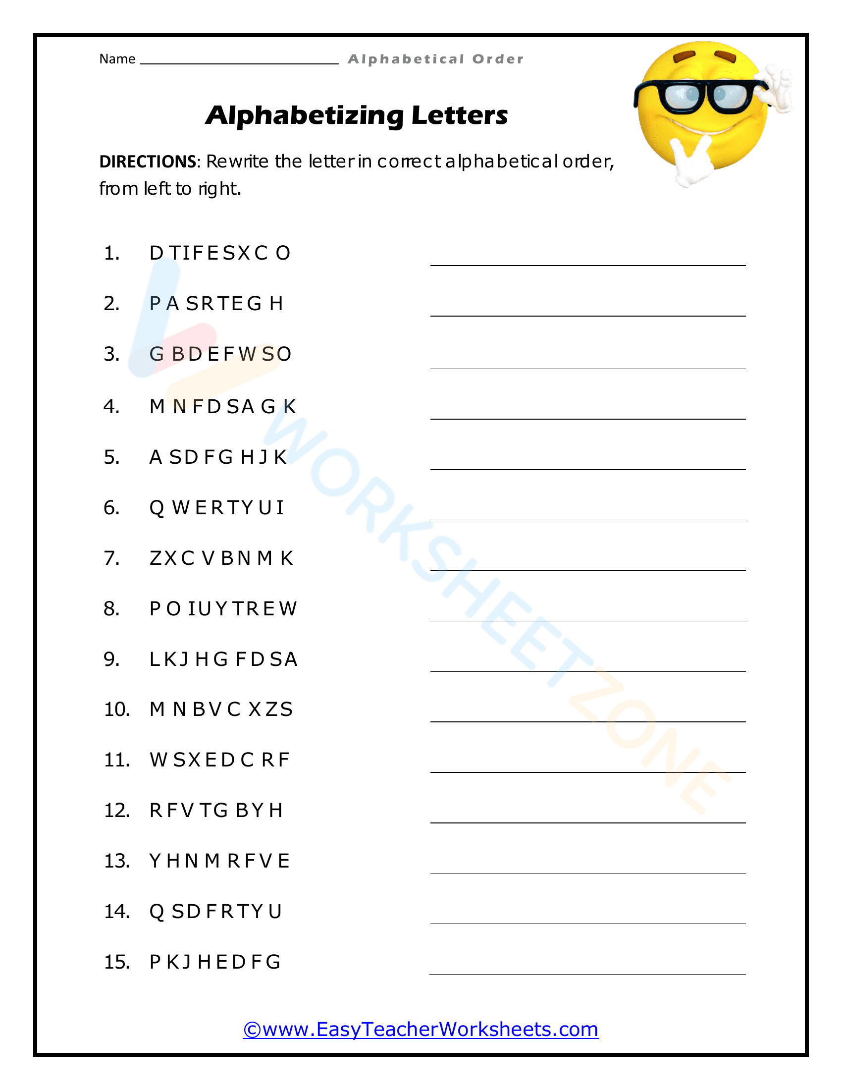 alphabetical order worksheets 9