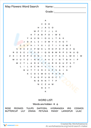 May Flowers Word Search