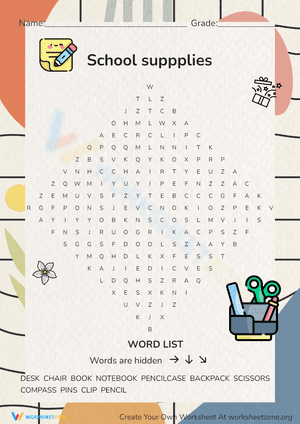School supplies puzzle
