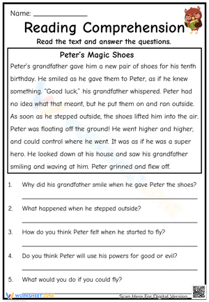 Reading Comprehension Peters Magic Shoes