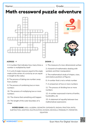Math Crossword Puzzle Adventure