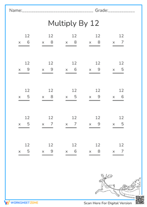 Multiply By 12 Worksheet
